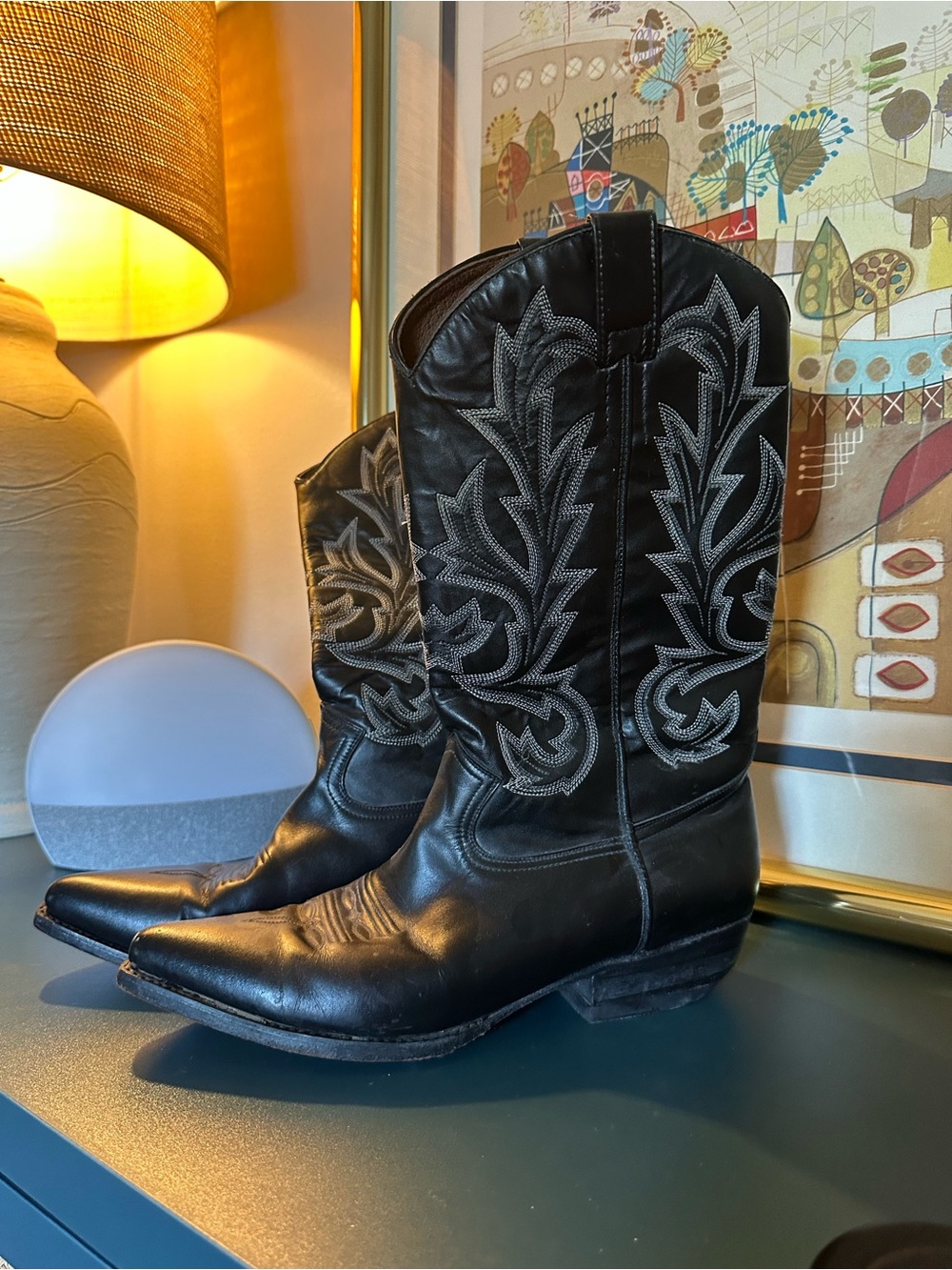 Vintage MIA Black Leather Cowboy Boots
